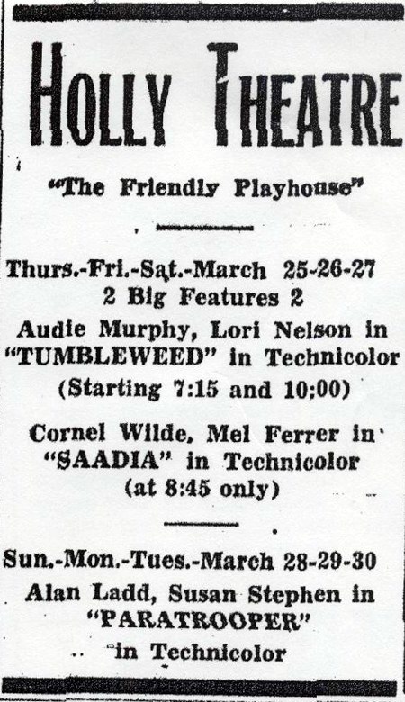 Holly Theatre - Old Ad